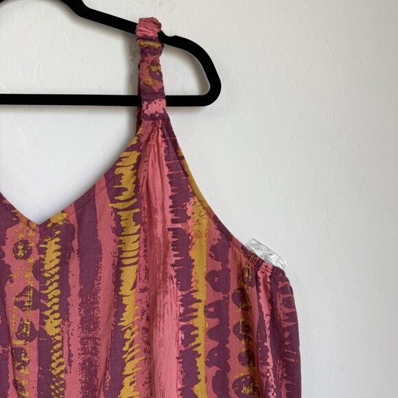 Ashley Stewart Size 22/24 Linen Blend Wide Leg Colorful Artsy Jumpsuit Boho - Picture 7 of 15